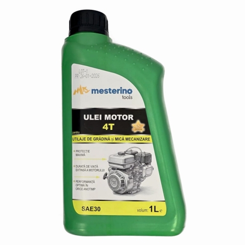 Ulei motor 4T premium pentru utilaje de gradina si mica mecanizare MESTERINO TOOLS MT-UMP-4T, volum 1 litru