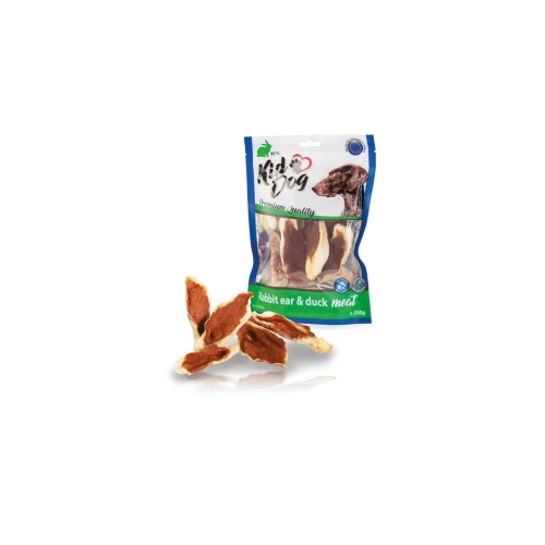 KidDog Recompense Pentru Caini, Urechi De Iepure Umplute Cu Rata, 250 g, A04806