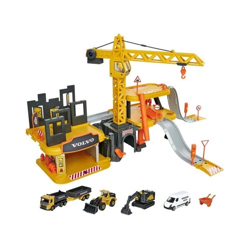 Pista de masini Majorette Creatix Construction cu 5 masinute Volvo
