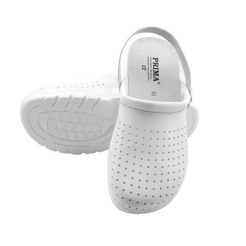 Saboti din piele perforata culoare alba -marime 36