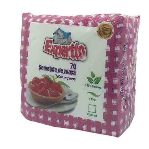 Servetele de masa albe 25x25, 1 strat, 70 buc, Expertto. Produse igiena, Articole curatare bucatarie, Servetele de hartie