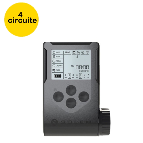 Programator bluetooth pentru irigatii, cu display, Woobee 9V, 4 zone, Solem