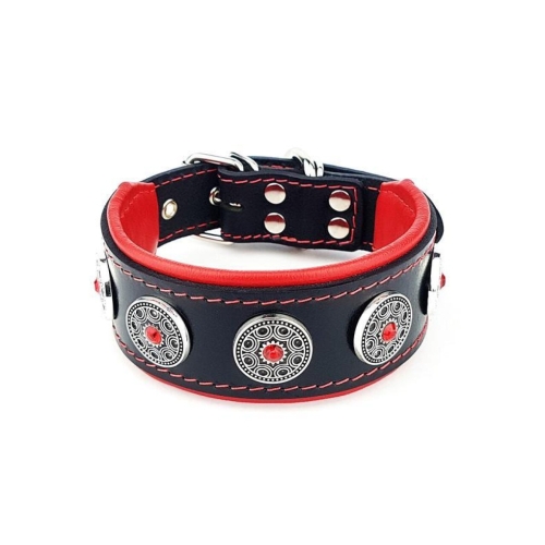 Bestia Zgarda Bijou Puppy, Piele Naturala, S, Negru/Rosu