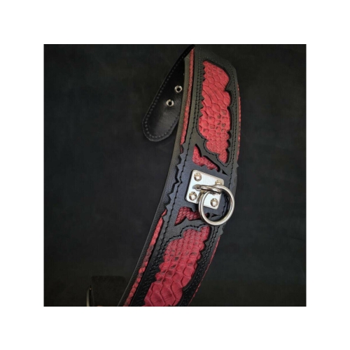 Bestia Zgarda Red Dragon, Piele Naturala, XL, Negru