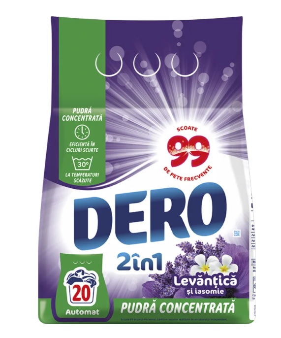 Detergent automat Dero 2in1 Levantica si Iasomie, 20 spalari, 1.5 kg