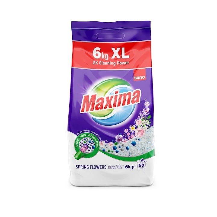 Detergent pudra 60 spalari, 6 kg, Sano Maxima Spring Flowers
