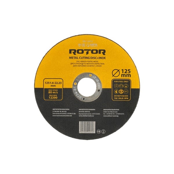 Disc abraziv pentru metal+inox ROTOR 125*1.6*22.23