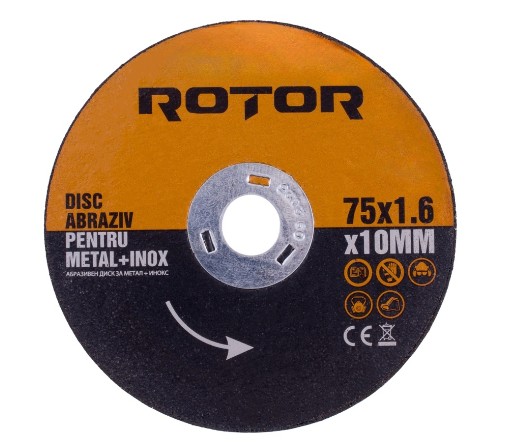 Disc abraziv pentru metal+inox 75*1,6*10 mm, pachet 5 bucati, ROTOR