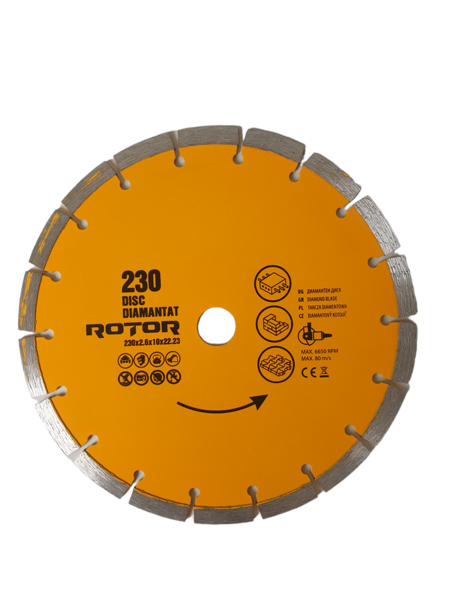 DISC DIAMANTAT 230x2.6x10x22.23 Segmentat Rotor