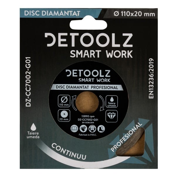 Disc diamantat continuu Detoolz 110x20mm, taiere umeda