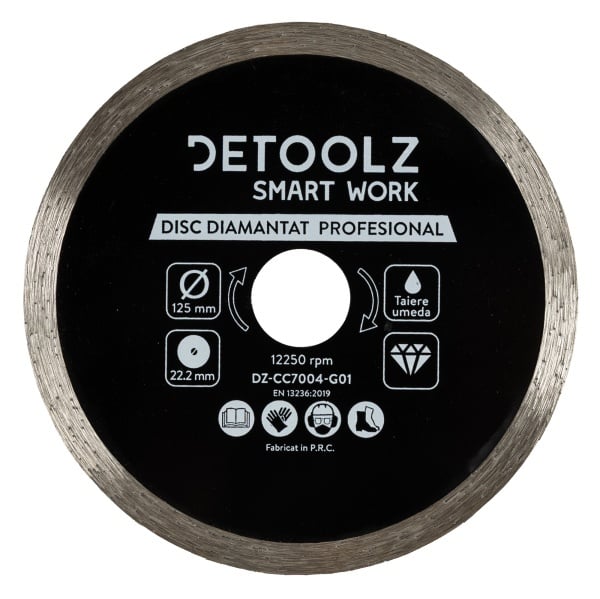Disc diamantat continuu Detoolz 125x22.2mm, taiere umeda