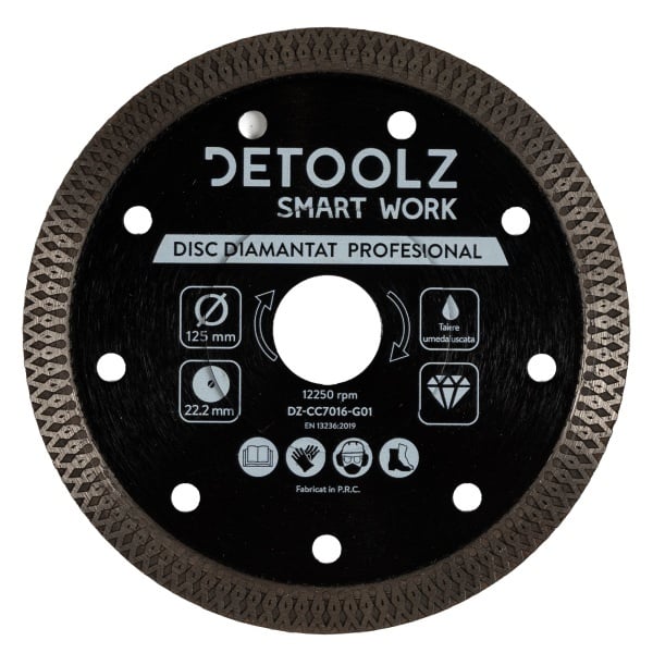 Disc diamantat turbo 125x22.2mm, taiere umeda-uscata Detoolz