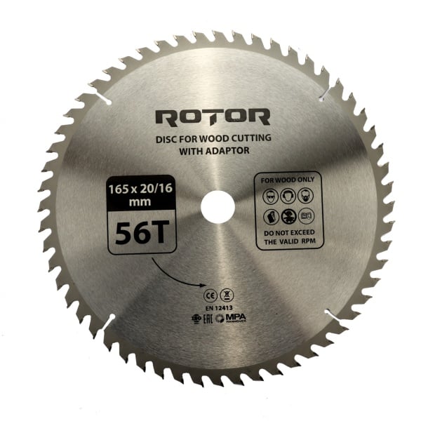 Disc taiat lemn ROTOR 165*20/16 cu adaptor 56T