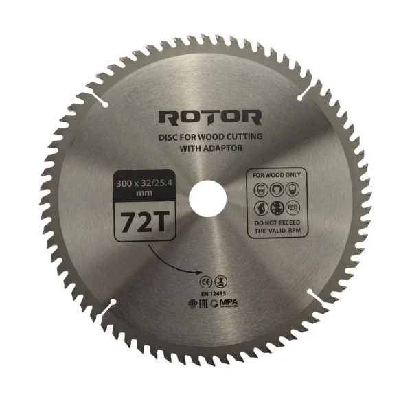 Disc taiat lemn ROTOR 300*32/30/25,4 cu adaptor 72T