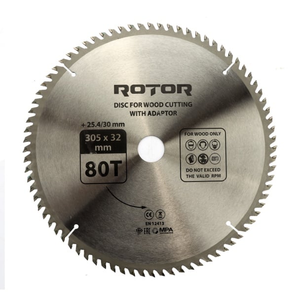 Disc taiat lemn ROTOR 305*32/30/25,4 cu adaptor 80T