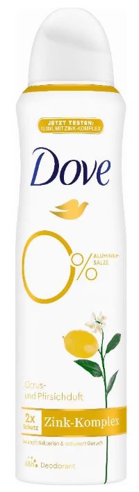 DOVE DEO SPRAY ZINK-KOMPLEX CITRUS PEACH 0%ALC 150ML