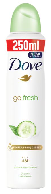 DOVE DEO SPRAY GO FRESH CUCUMBER&GREEN TEA 250ML