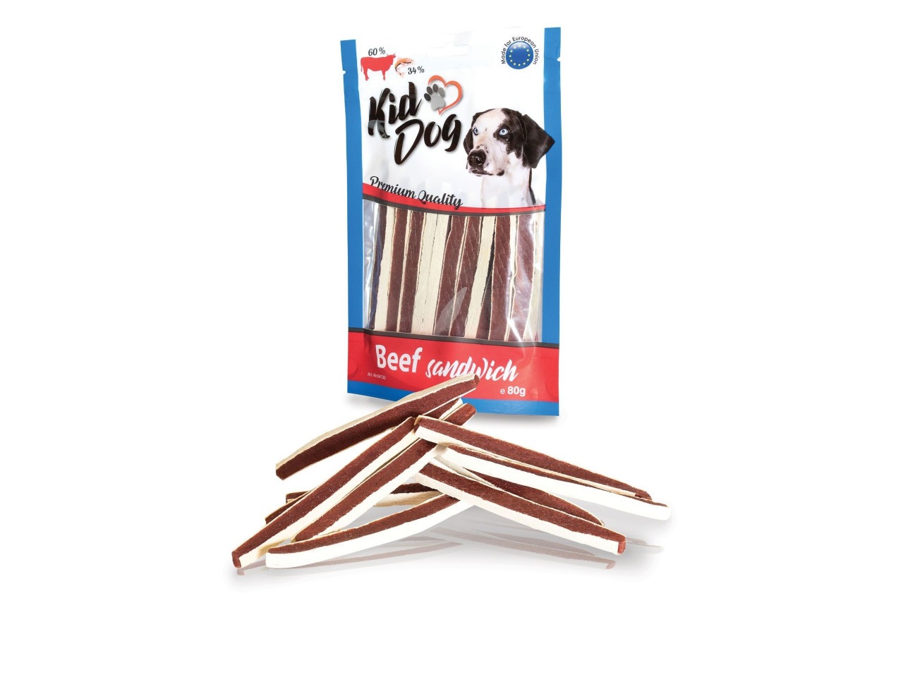 KidDog Recompense Pentru Caini, Sandwich Cu Vita Si Cod, 80 g, A04733