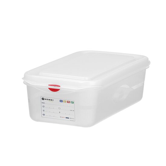 Recipient GN 1/4 din polipropilena, HENDI, 4,3L, Transparent, 265x162x(H)150mm, Dreptunghiular