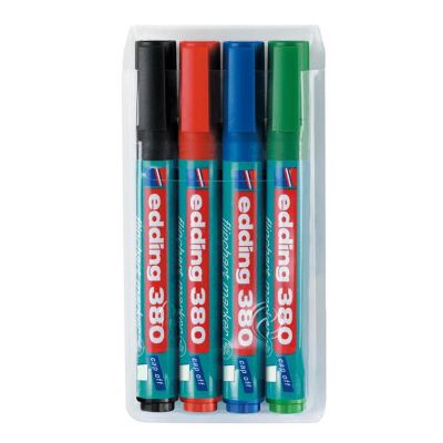 Marker Edding 380 pentru flipchart, 5-3 mm, 4 culori/set