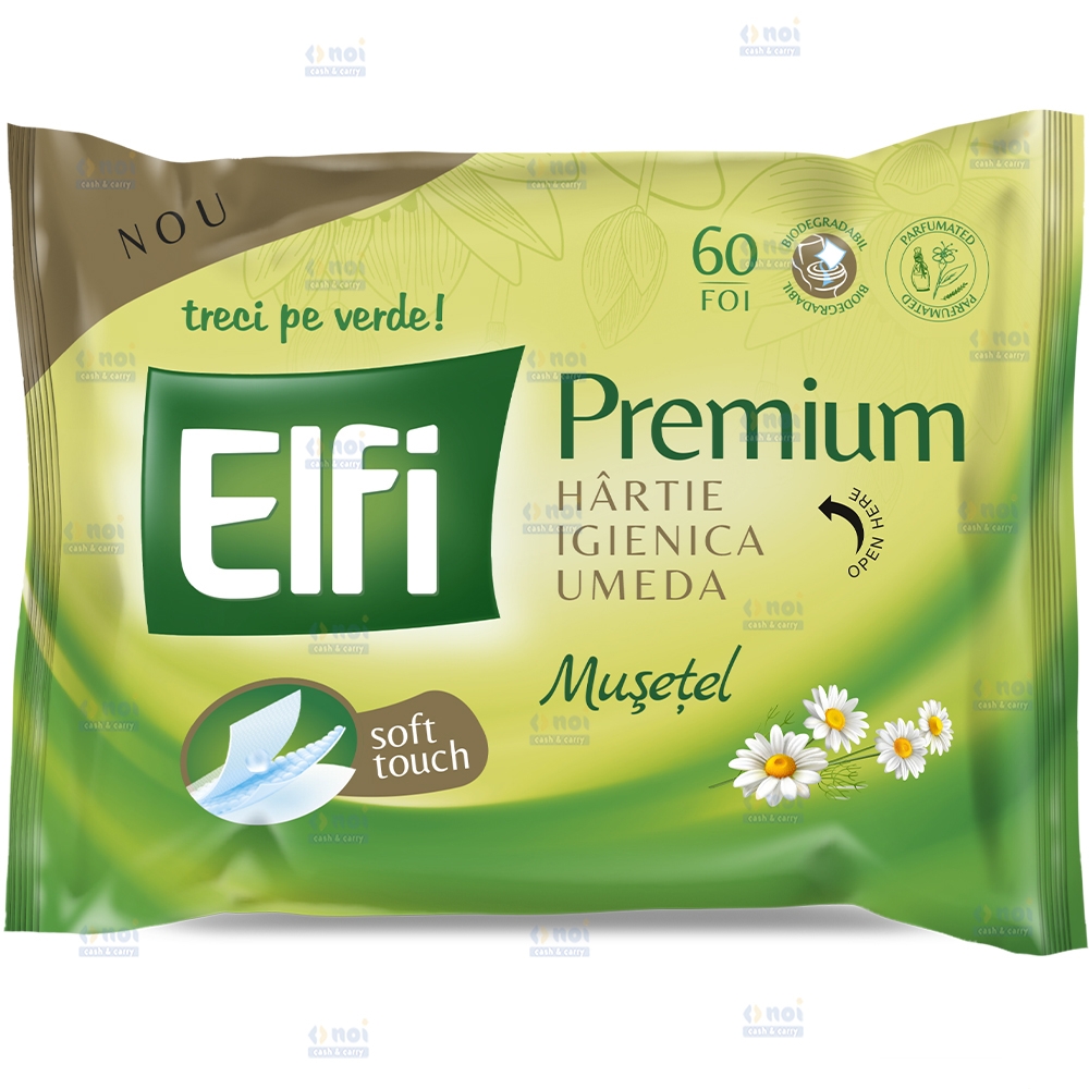 ELFI PREMIUM HARTIE IGIENICA UMEDA MUSETEL 60BUC