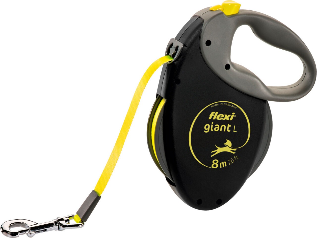 Flexi Lesa Giant, Banda, L: 8 m/50 kg, Negru/ Galben Neon, 20929