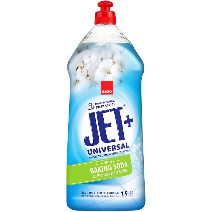 Detergent Sano Jet Gel cu bicarbonatpentru curatenia casei si a podelelor 1.5 l floare de bumbac
