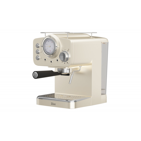 Expressor manual, 15Bar, putere 1100W, capacitate 1.25L, crem, Zilan