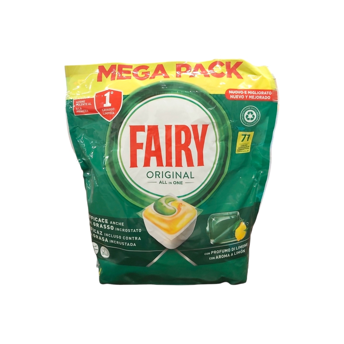FAIRY ALLINONE DETERGENT CAPSULE MASINA VASE LEMON 71CAPS