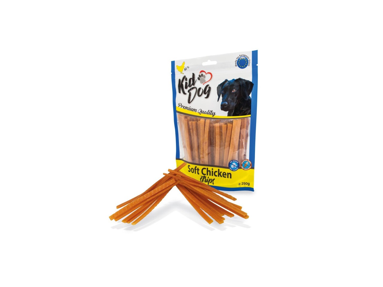 KidDog Recompense Pentru Caini, Fasii Soft De Pui, 250 g, A04525