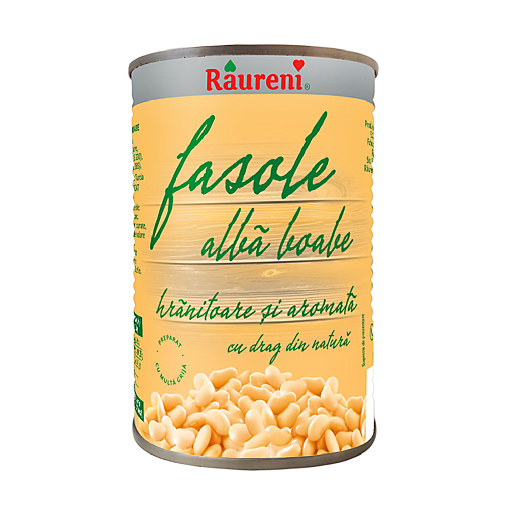 Fasole alba boabe cutie 400 g, Raureni