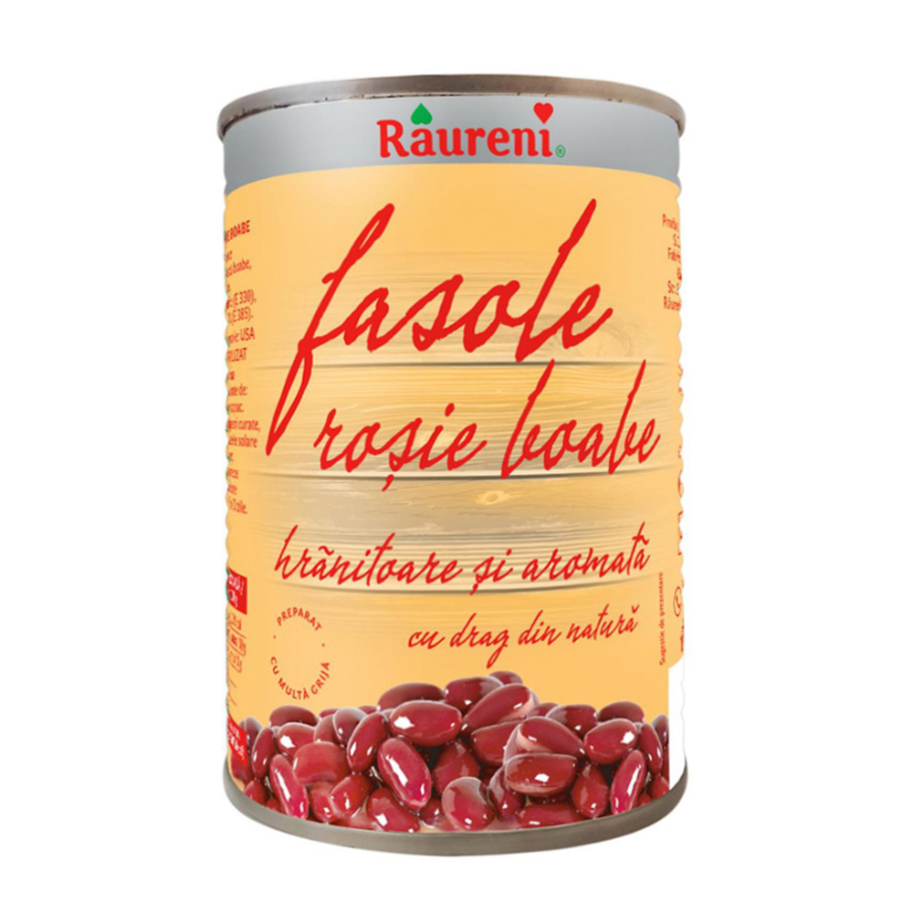 Fasole rosie boabe cutie 400 g, Raureni