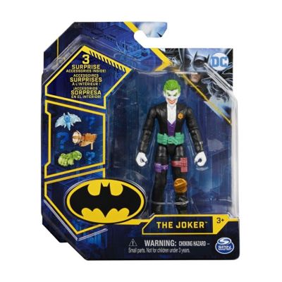 Figurina Batman, Joker articulata cu 3 accesorii surpriza, 10 cm, Spin Master