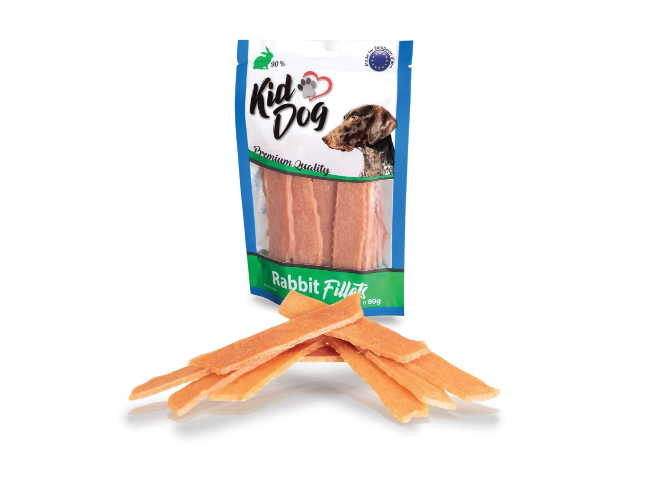 KidDog Recompense Pentru Caini, Fileuri De Iepure, 80 g, A04808