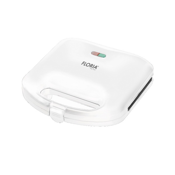 Sandwich maker, putere 750W, placa de tip grill, antiaderenta, indicator luminos, alb, Floria
