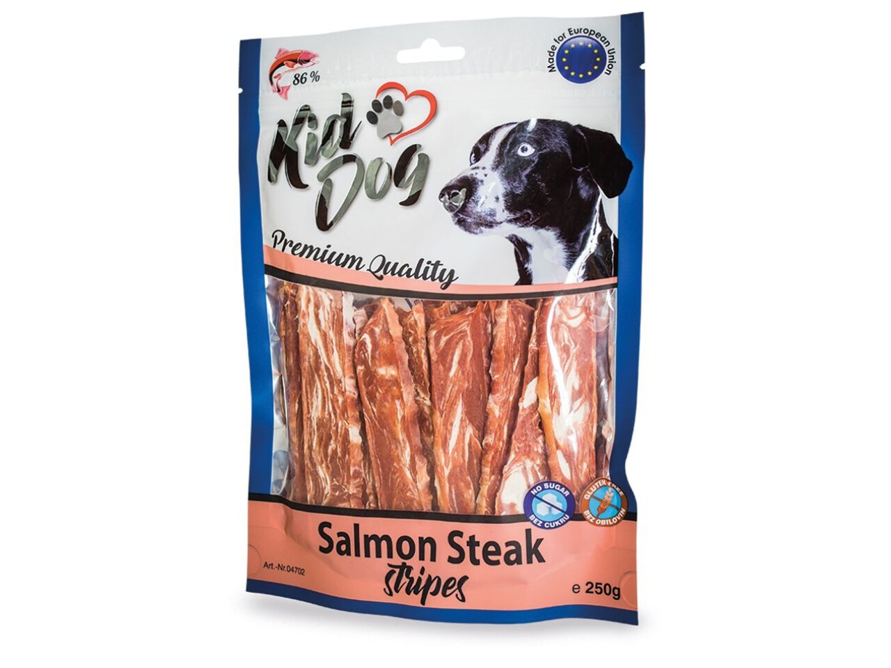 KidDog Recompense Pentru Caini, Fasii De Friptura De Somon, 250 g, A04702