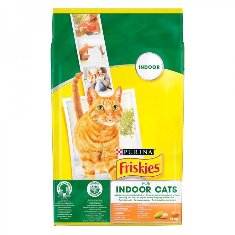 Hrana uscata pentru pisici de interior cu Pui si Legume, 10 kg, Purina Friskies Adult Indoor