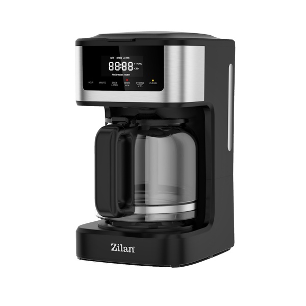 Cafetiera digitala, putere 900w, capacitate bol 1.8l, auto curatare, negru, Zilan