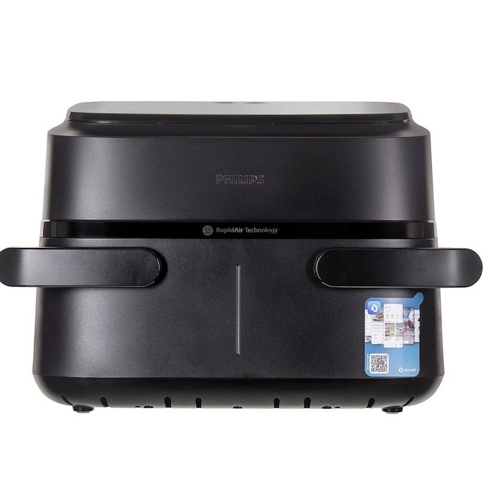Friteuza cu Aer Cald Philips Airfryer 1000 Series Dual Basket NA150/00, 7,1 L, RapidAir 2450 W, Doua Cosuri, Functie Grill, Negru