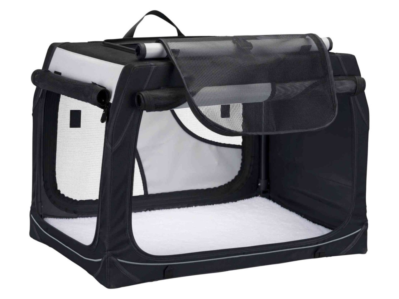 Trixie Geanta Transport Auto/Cazare Caini, Vario, S: 61x43x46 cm, Negru/Gri, 39721