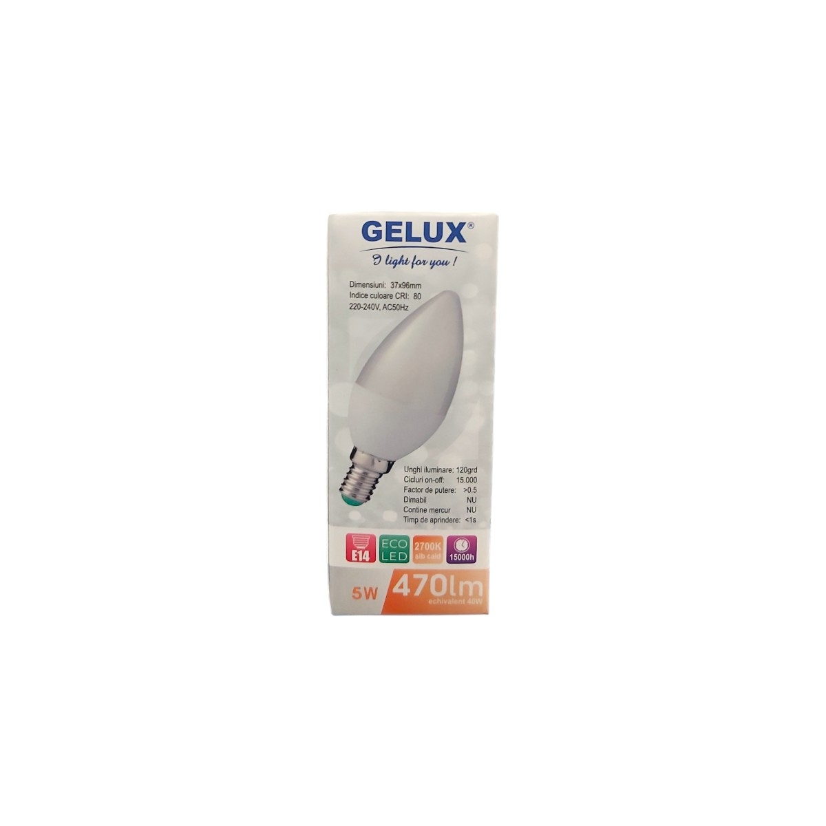 GELUX BEC ECOLED LUMANARE 470 LM 5W E14 2700K GL-LEDE3C3705SES