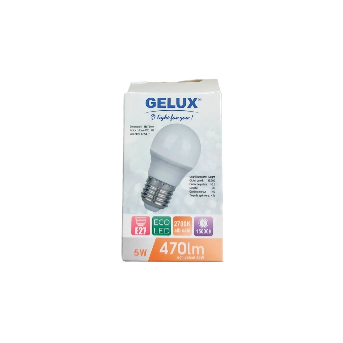 GELUX BEC ECOLED SFERIC 5W 470LM E27 2700K GL-LEDE3G4505