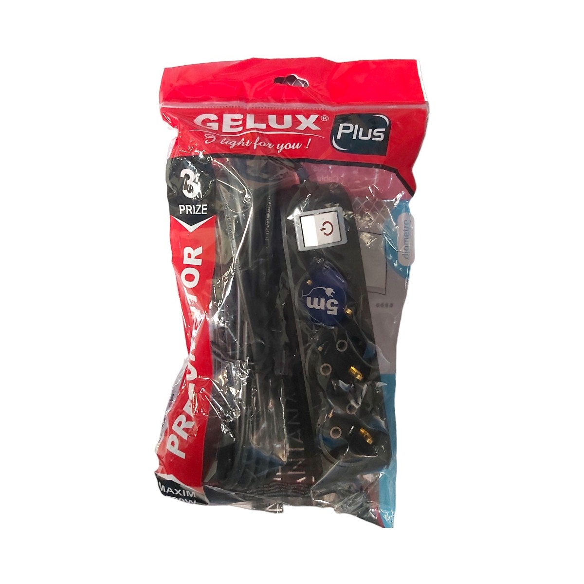 GELUX PRELUNGITOR NEGRU 3PRIZE+INTRERUPATOR 3X1MM LUNGIME 5M