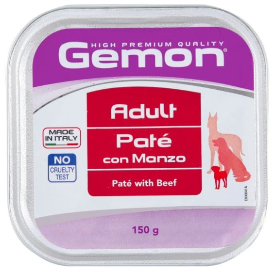 Hrana Umeda Pentru Caini, Gemon Adult, Pate Cu Vita, 150 g
