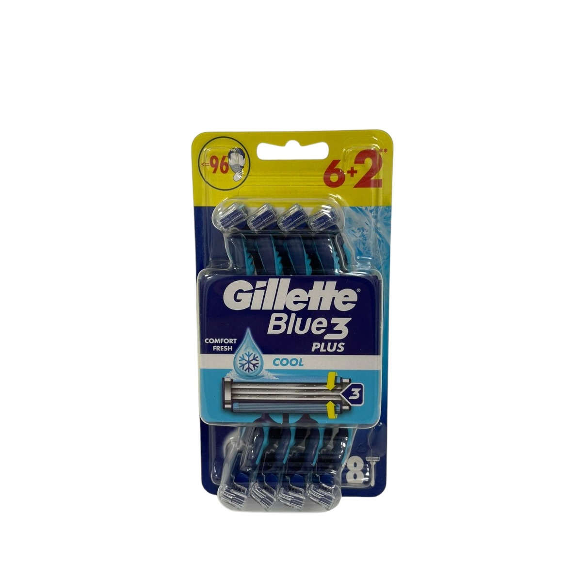 GILLETTE BLUE3 PLUS COOL APARAT RAS 3LAME 6+2BUC/SET