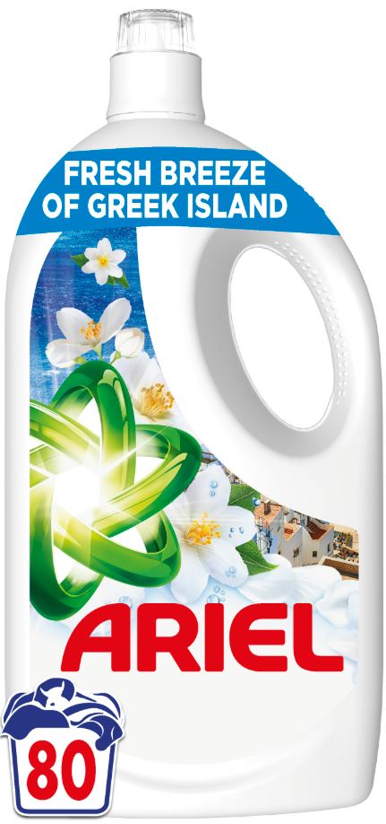 Detergent lichid pentru haine/rufe, Greek Breeze, 3.6L, 80 spalari, Ariel
