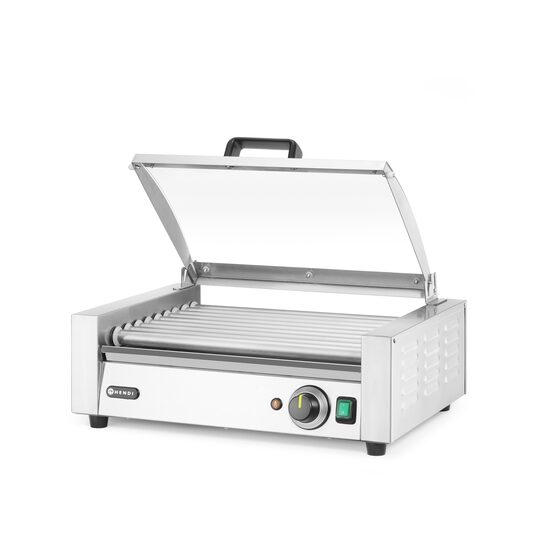 Gratar rulant pentru carnati, 1 zona cu capac economizor de energie, HENDI, 9 role, 230V/790W, 566x450x(H)259mm