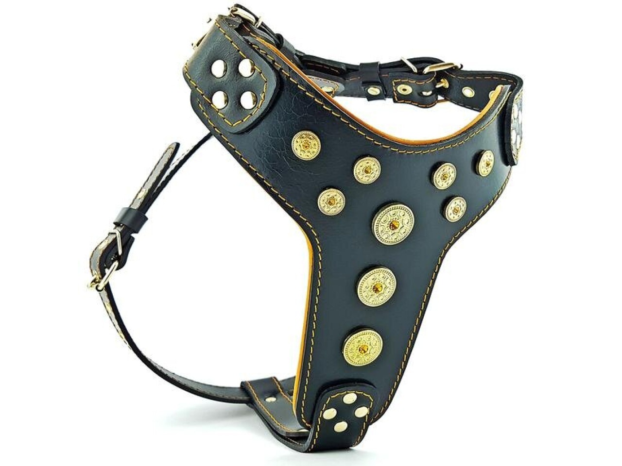 Bestia Ham Bijou, Piele Naturala, M, Negru/Portocaliu