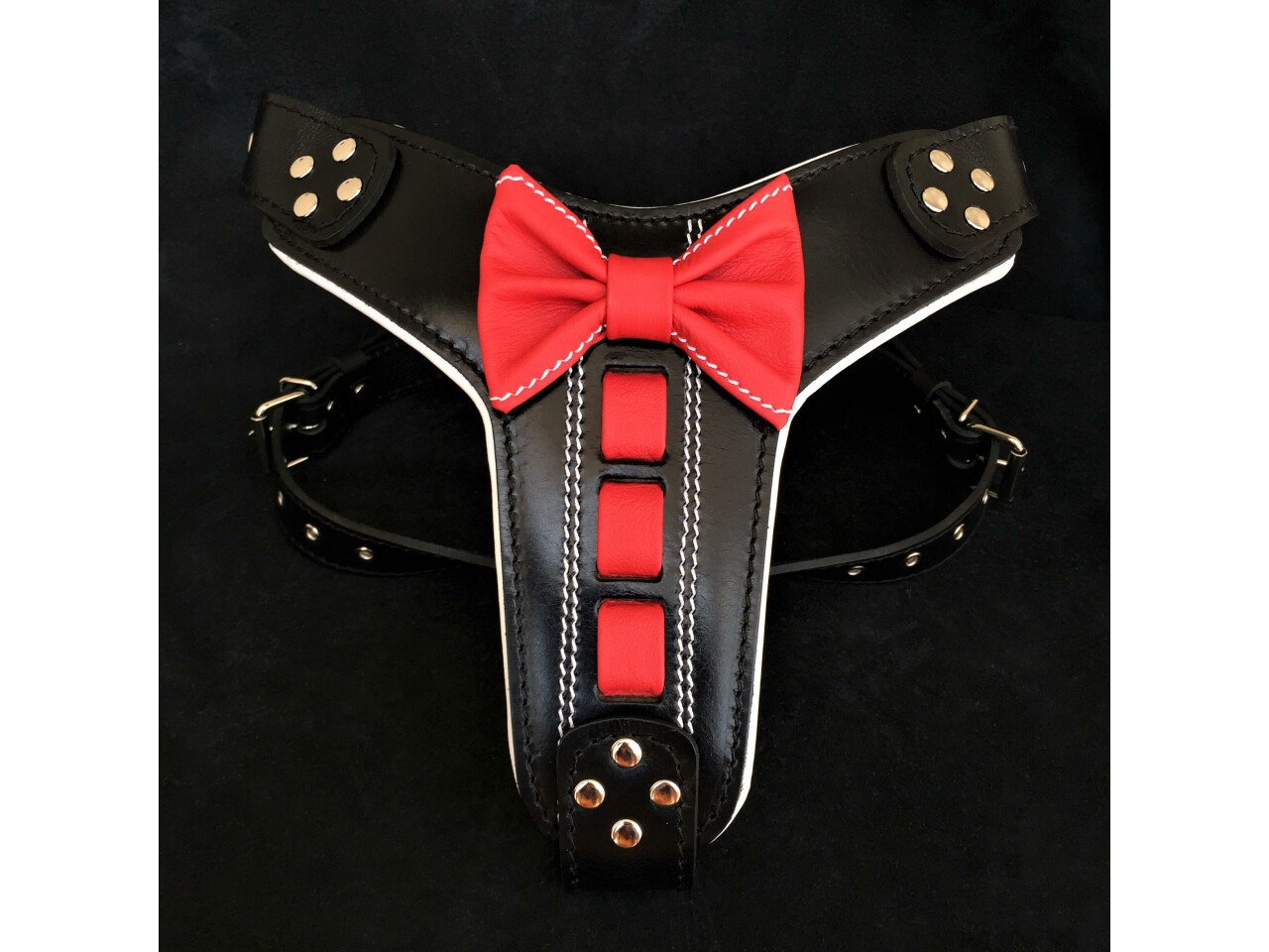 Bestia Ham Bowtie-Papion, Piele Naturala, M, Negru/Rosu