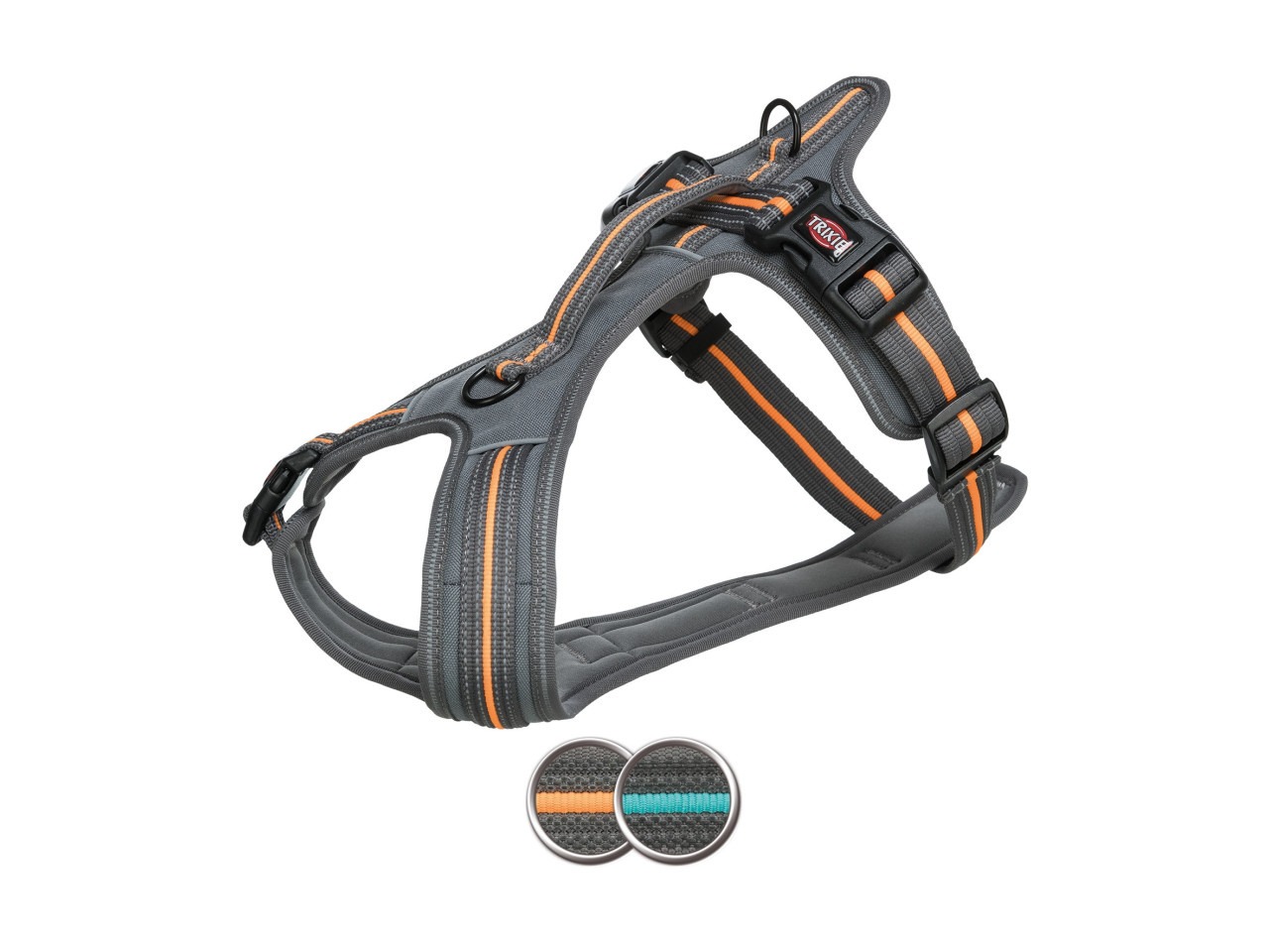Trixie Ham Fusion Touring, M: 51-66 cm/20 mm, Gri Grafit/Portocaliu Papaya, 207531